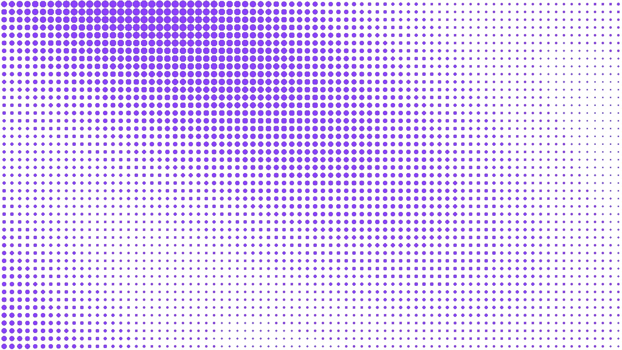 Patrón halftone de puntos en púrpura Arbytru sobre fondo blanco, evocando una espiral descendente de decisiones que se acumulan